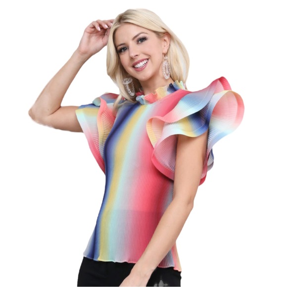 Lovesense All Talk Exaggerated Sleeve Pastel Coloured Blouse Size Small - Picture 1 of 11